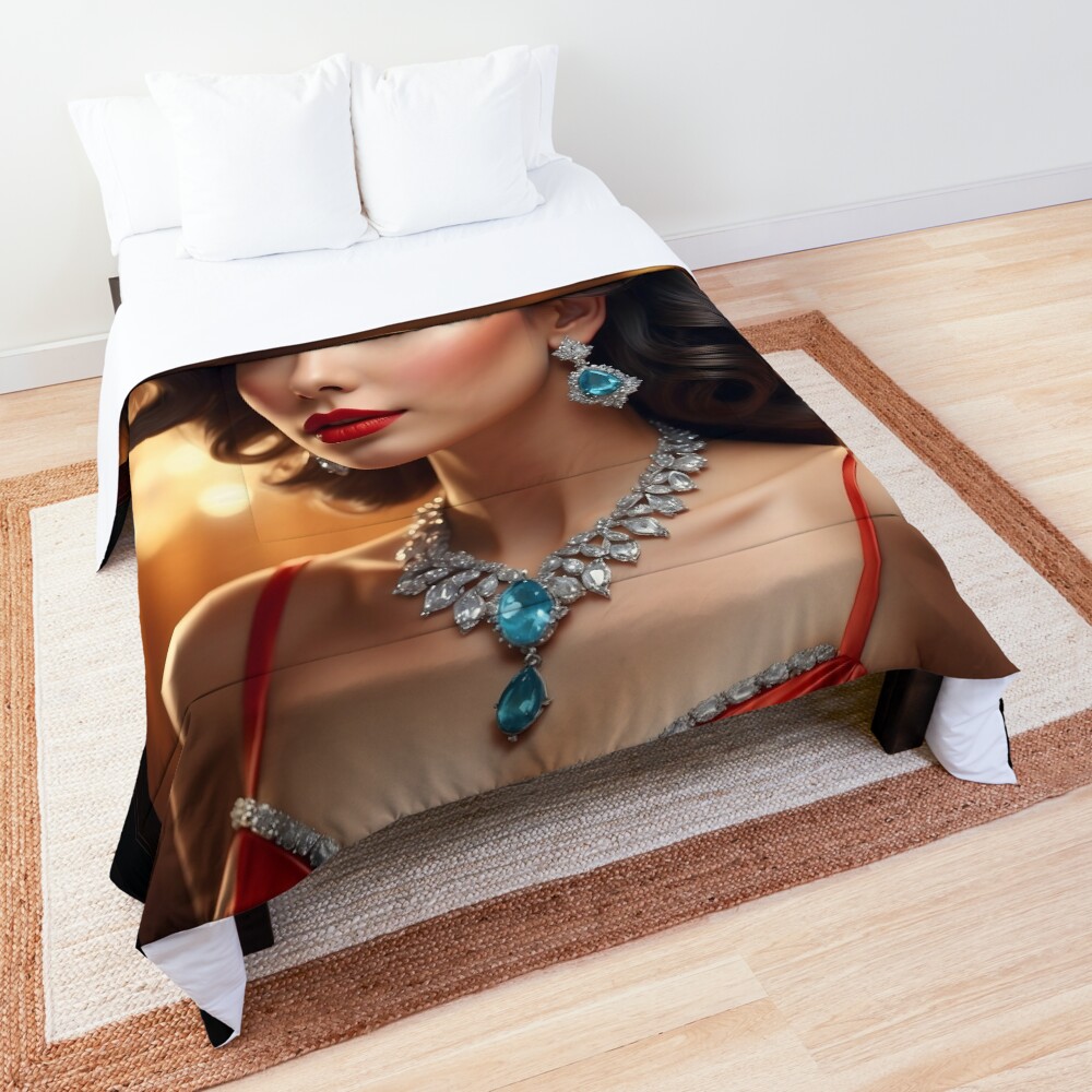 I'm Still Waiting Beautiful AI Concept Art Portrait by Xzendor7 Decorative Comforter