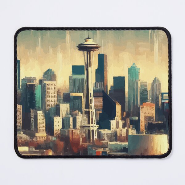 Item preview, Seattle Space Needle Cityscape Impressionism Painting designed and sold by TomFrontierArt.