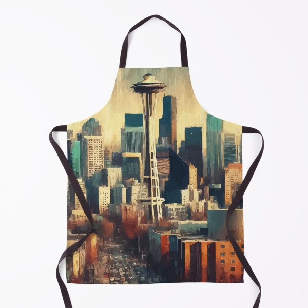 Item preview, Seattle Space Needle Cityscape Impressionism Painting designed and sold by TomFrontierArt.