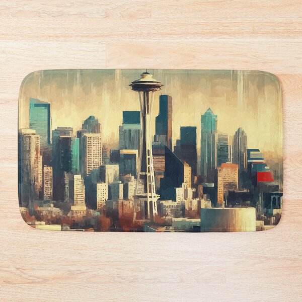 Item preview, Seattle Space Needle Cityscape Impressionism Painting designed and sold by TomFrontierArt.