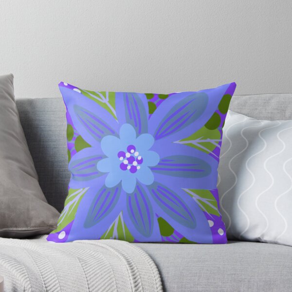 Item preview, Big blue flower on purple  designed and sold by Flowersonstuff.
