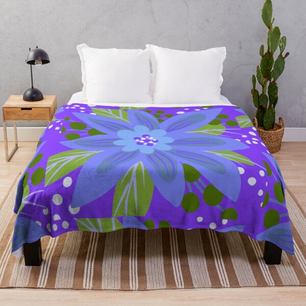 Item preview, Big blue flower on purple designed and sold by Flowersonstuff.