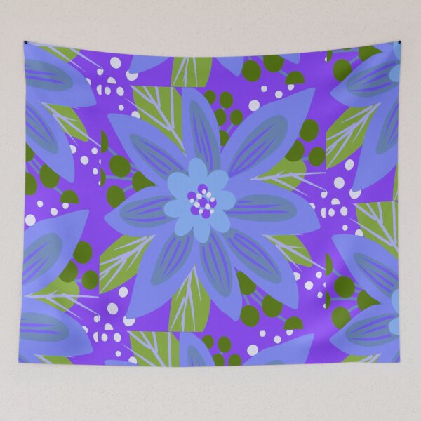 Item preview, Big blue flower on purple  designed and sold by Flowersonstuff.