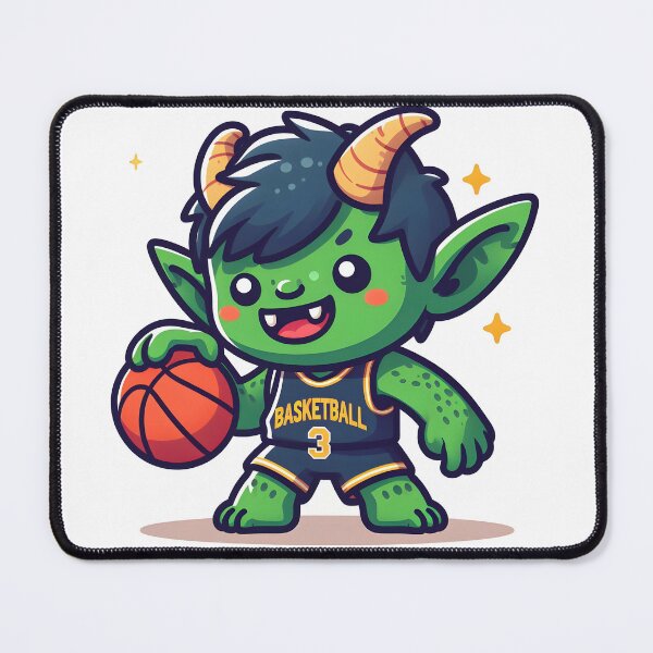 Item preview, Kawaii Grinning Goblin With Wearing A Basketball Jersey designed and sold by CanvasCutie.