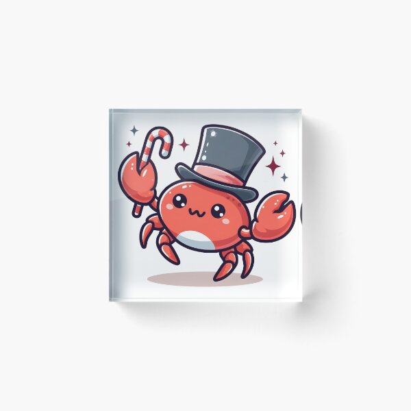 Item preview, Kawaii Crab: A Top Hat And Cane designed and sold by CanvasCutie.