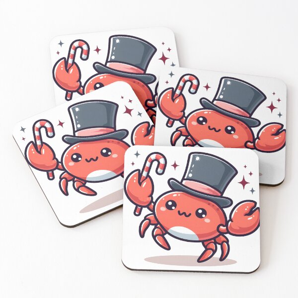 Aperçu de l'œuvre Crabe Kawaii : un haut-de-forme et une canne créée et vendue par CanvasCutie.