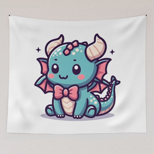 Item preview, Kawaii Adorable Dragon With Bow Tie designed and sold by CanvasCutie.