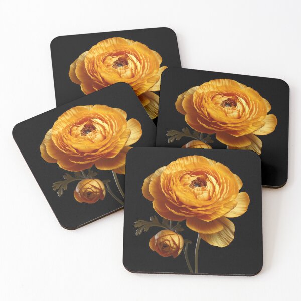 Item preview, Hyper Realistic Orange Ranunculus Flower on Black Background designed and sold by SourHeadPattern.