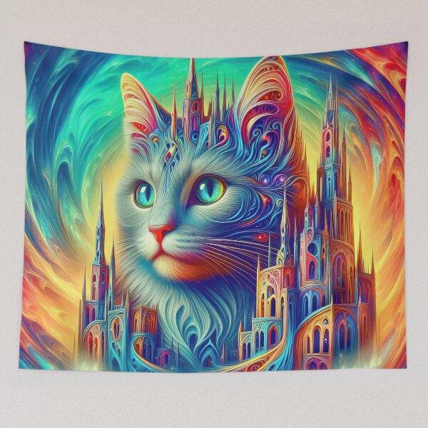Item preview, Abstract abstraction of castle and cat. DeepDream designed and sold by blackhalt.