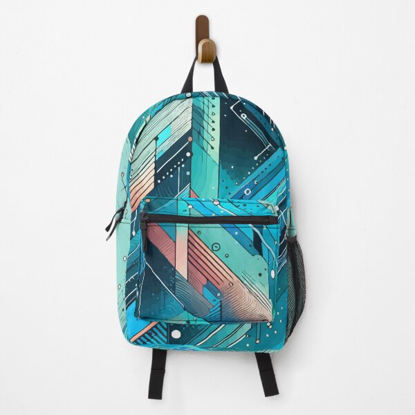 Item preview, Bright Colorful turquoise geometric abstract pattern designed and sold by TomFrontierArt.