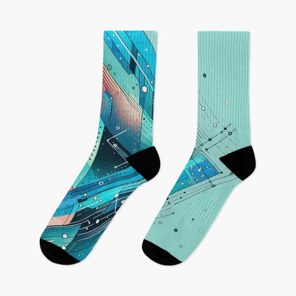 Item preview, Bright Colorful turquoise geometric abstract pattern designed and sold by TomFrontierArt.