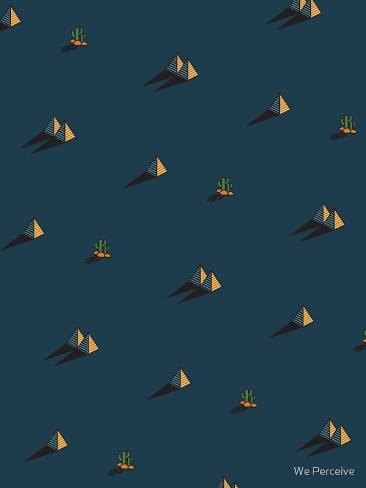 NIGHT - Egypt pyramid and cactus pattern in DARK BLUE by CitizenWong