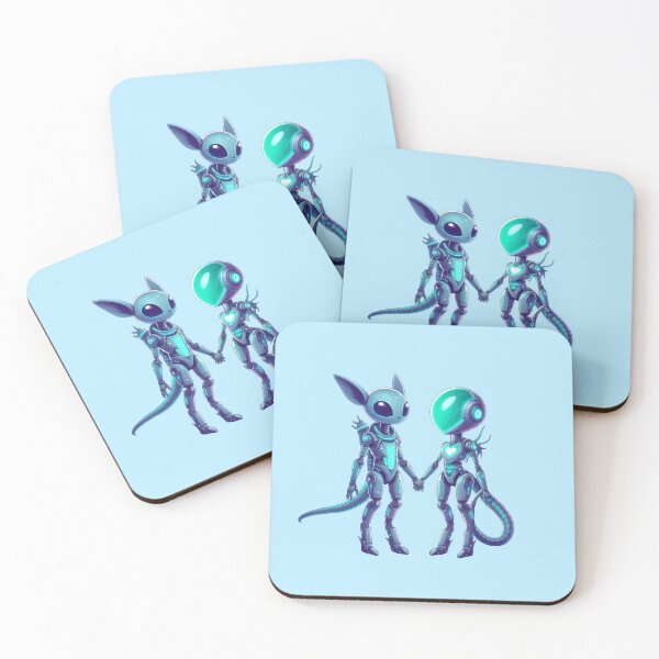 Item preview, Cat robot and alien love pun  designed and sold by Animalpetslover.