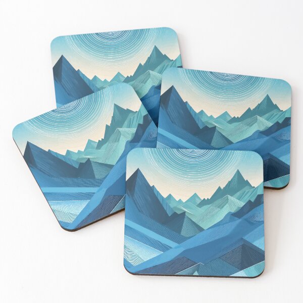 Item preview, Bright Colorful turquoise mountains geometric abstract pattern designed and sold by TomFrontierArt.