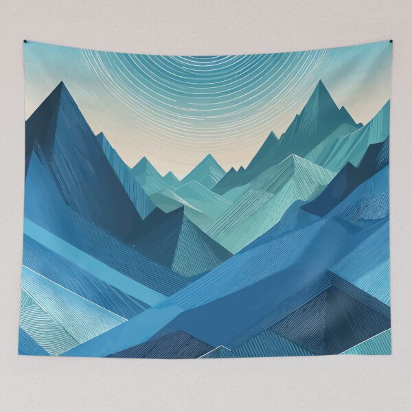 Item preview, Bright Colorful turquoise mountains geometric abstract pattern designed and sold by TomFrontierArt.
