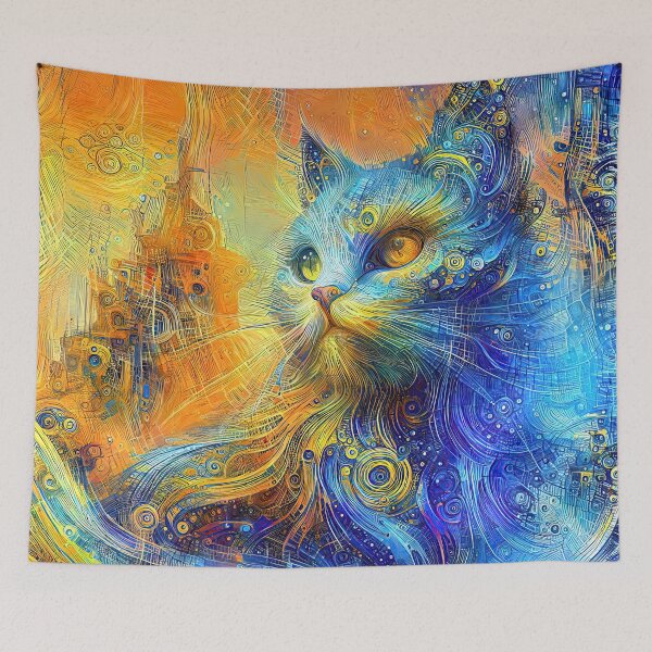 Item preview, Abstract abstraction of castle and cat. DeepDream designed and sold by blackhalt.