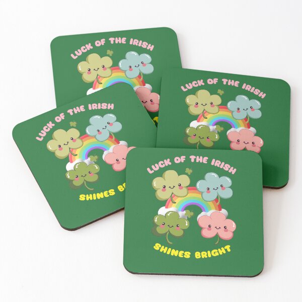 Item preview, 4 leaf clover with rainbow in St Patricks day  designed and sold by MilkyBerryShop.