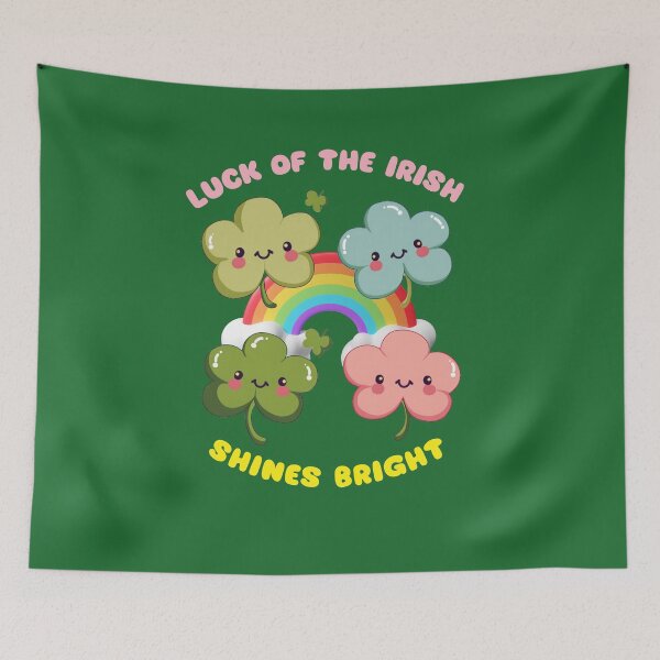 Item preview, 4 leaf clover with rainbow in St Patricks day  designed and sold by MilkyBerryShop.