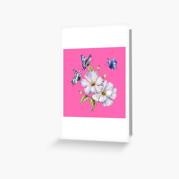 Item preview, Beautiful Purple Flowers And Blue Butterflies In A Watercolor Style Design designed and sold by DaydreamerDzine.