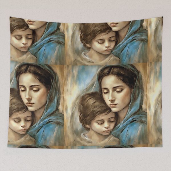 Item preview, pencil sketch with Our Lady and Her son Jesus designed and sold by bogfl.