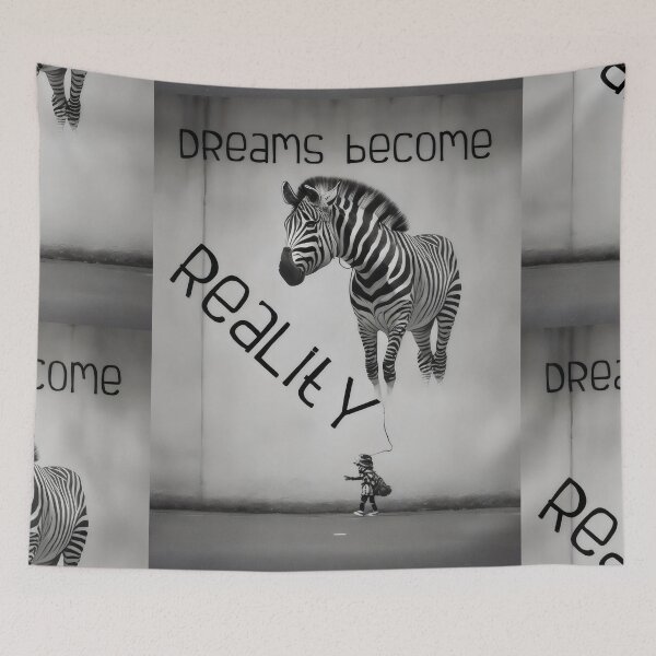 Item preview, Bansky Style Graffiti: Dreams Become Reality with Zebra Balloon designed and sold by MillennialVibe.