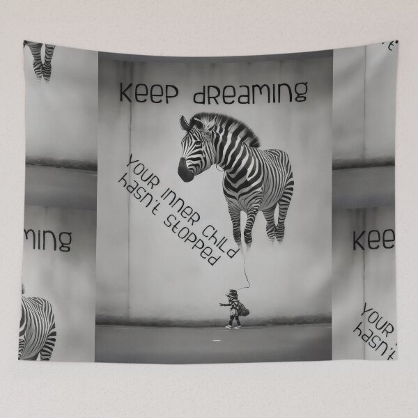 Item preview, Bansky Style Graffiti: Keep Dreaming with Zebra Balloon designed and sold by MillennialVibe.