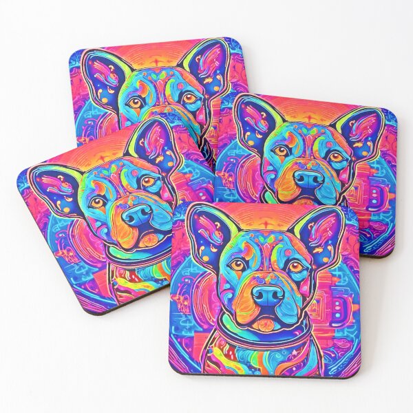 Item preview, Vibrant Neon Pup: Colorful Dog Painting designed and sold by Health And Fitness Posts e-Store.