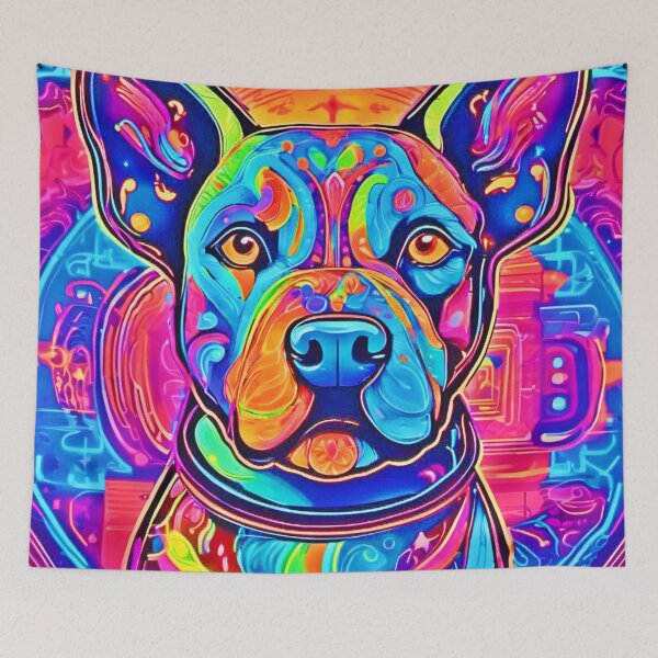 Item preview, Vibrant Neon Pup: Colorful Dog Painting designed and sold by Health And Fitness Posts e-Store.