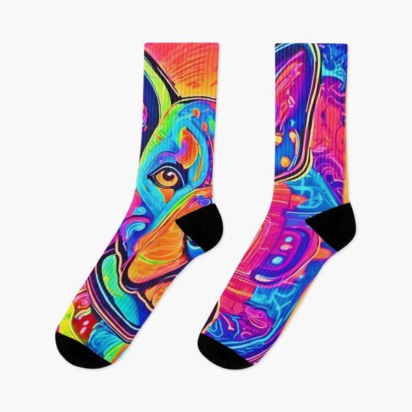 Item preview, Vibrant Neon Pup: Colorful Dog Painting designed and sold by Health And Fitness Posts e-Store.