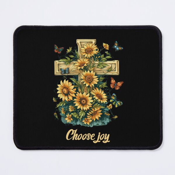 Item preview, Cross Sunflowers Butterflies Christian Choose joy designed and sold by ArtFromBeyond.