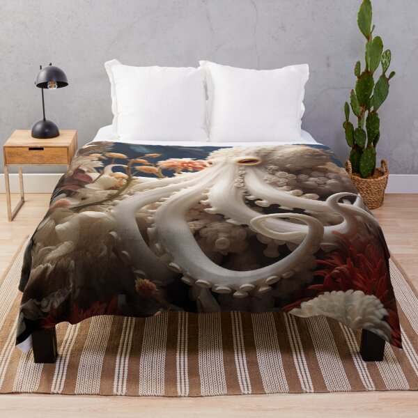 Item preview, A White Octopus with Many Flowers of the Sea designed and sold by EmilyFNM3D.