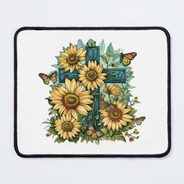 Item preview, Cross Sunflowers Butterflies Christian Choose joy designed and sold by ArtFromBeyond.