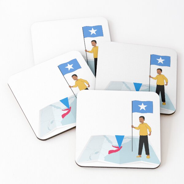 Item preview, Child standing on a map.  Carrying the flag of Somalia designed and sold by Pixelaire.