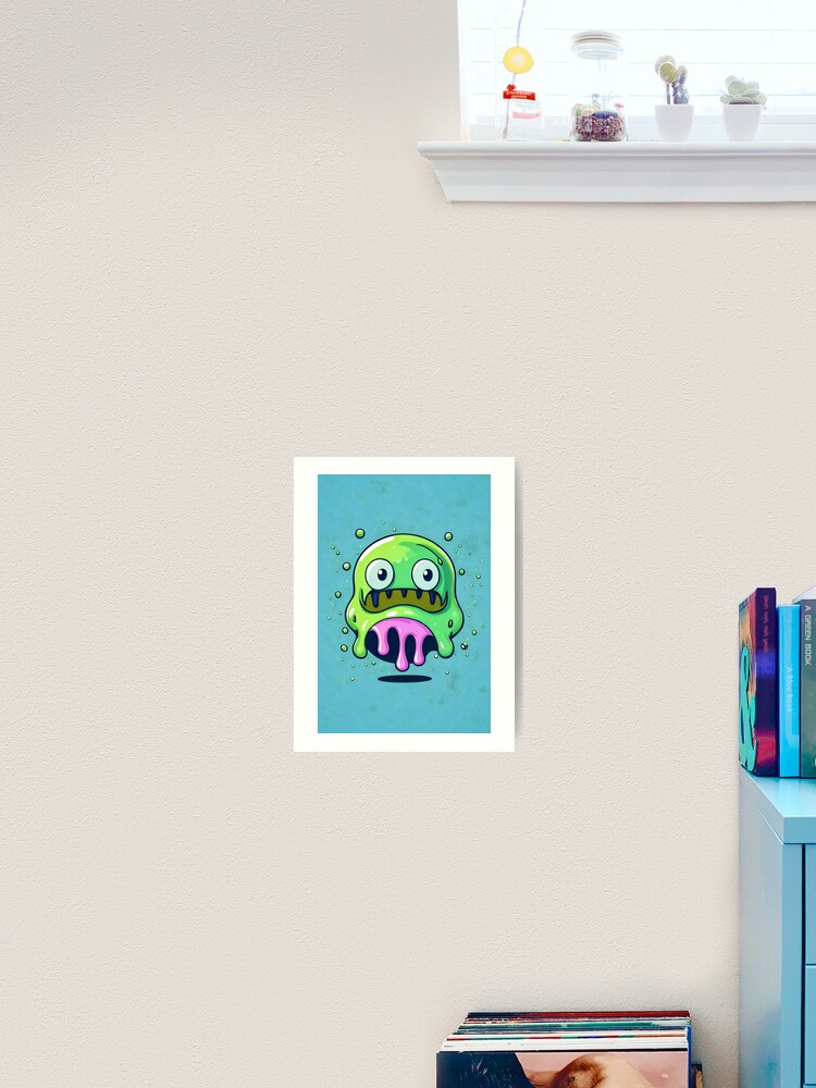 Thumbnail 1 von 3, Kunstdruck, Lustiges grünes Cartoon Schleim Monster designt und verkauft von Fluffy-Cat-de.