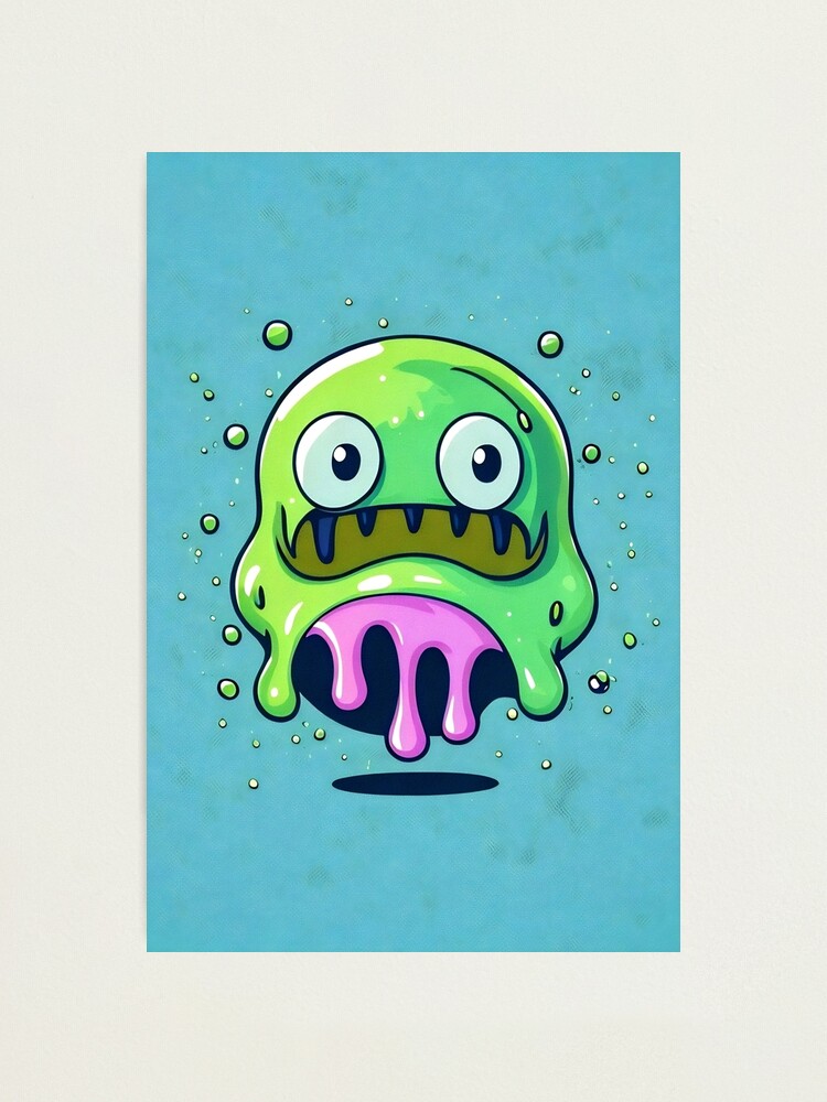 Thumbnail 2 von 3, Fotodruck, Lustiges grünes Cartoon Schleim Monster designt und verkauft von Fluffy-Cat-de.