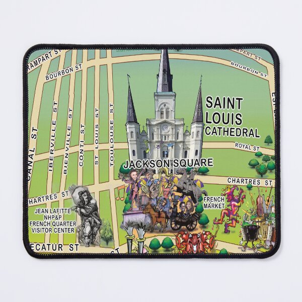 Item preview, French Quarter New Orleans Cartoon Map designed and sold by Kevin Middleton.