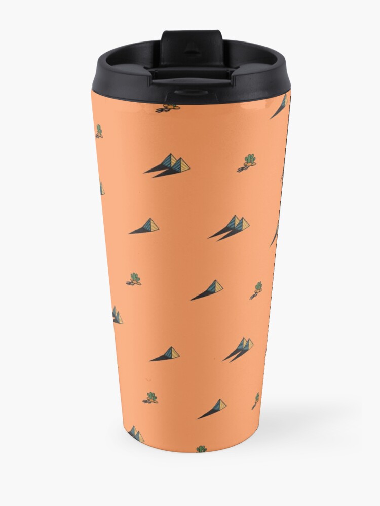 Alternate view of WE PERCEIVE | DAY - Egypt pyramid and cactus pattern in ORANGE Travel Mug