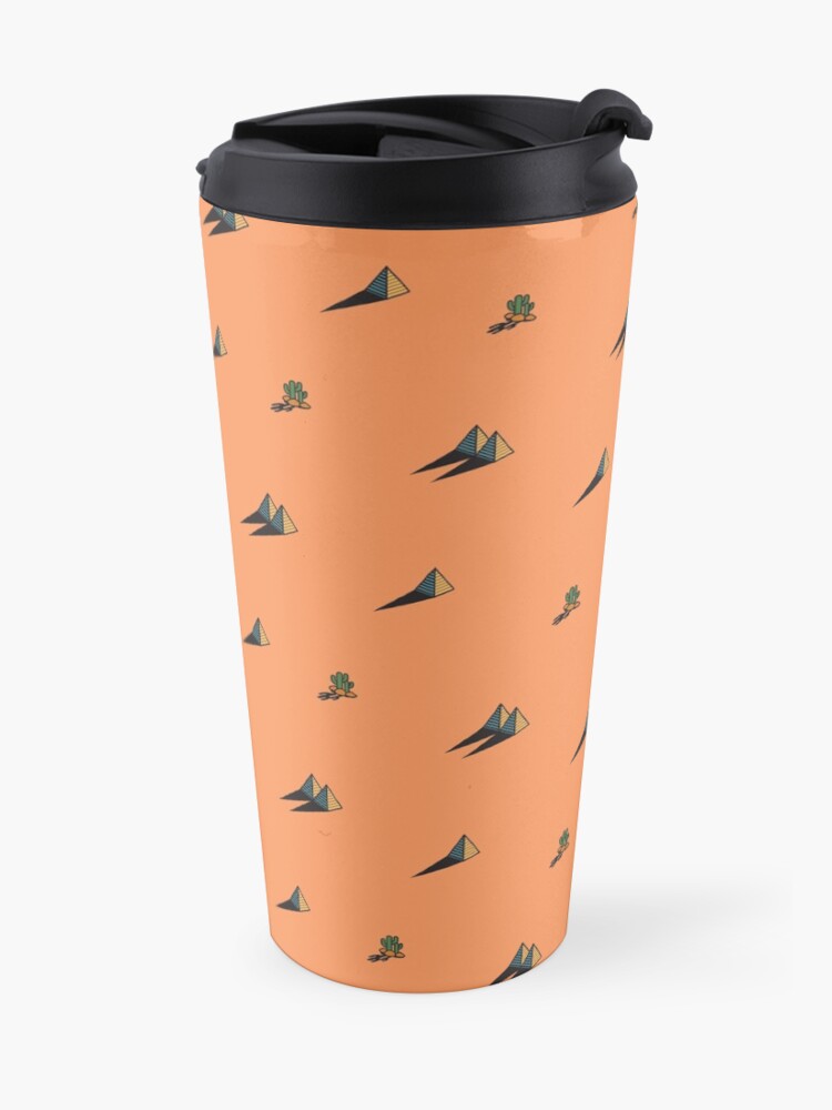 Alternate view of DAY - Egypt pyramid and cactus pattern in ORANGE Travel Mug
