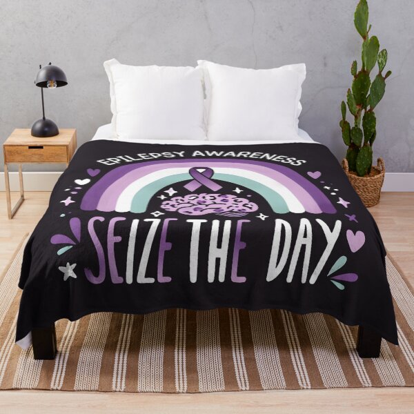 Item preview, Epilepsy Awareness Seize The Day Rainbow Purple Ribbon  designed and sold by HowToCanadian.