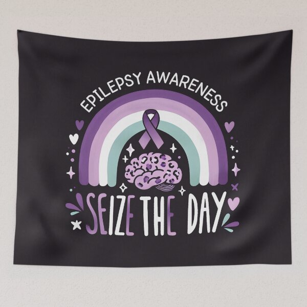 Item preview, Epilepsy Awareness Seize The Day Rainbow Purple Ribbon  designed and sold by HowToCanadian.