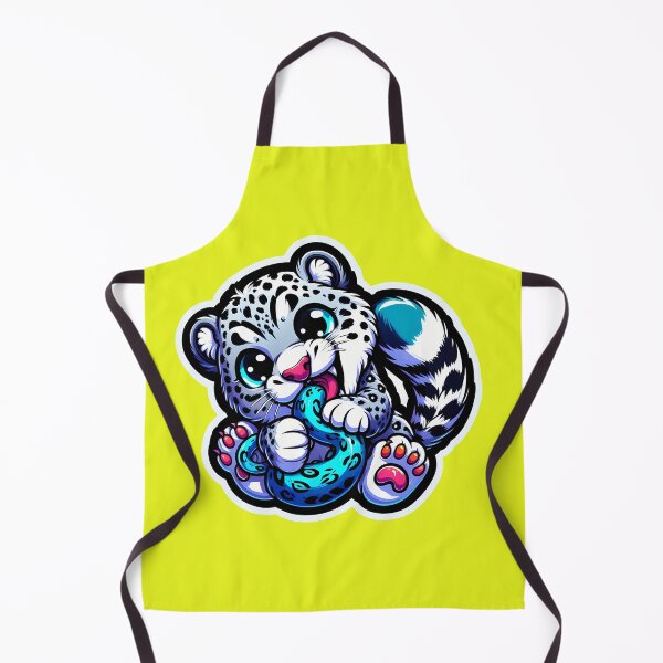 Item preview, Neon Kawaii Snow Leopard eating snake designed and sold by Irbisinthebox.