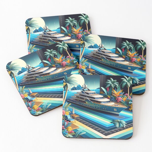 Item preview, Tropical Marine Blue Yacht: Art Deco Elegance designed and sold by ByDigitalDream.