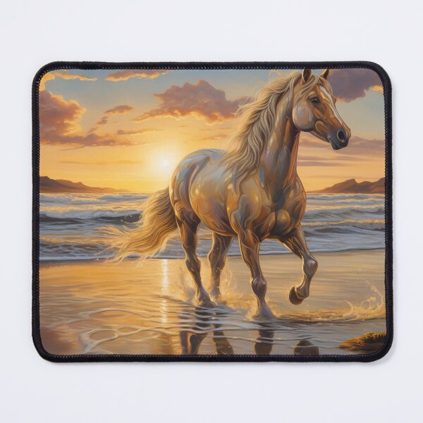 Item preview, Golden horse on a beach at sunrise. designed and sold by ArtbyJanineTate.
