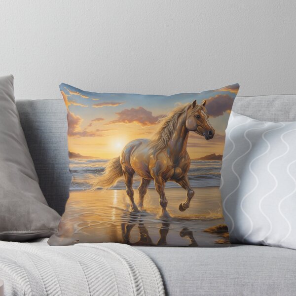 Item preview, Golden horse on a beach at sunrise. designed and sold by ArtbyJanineTate.