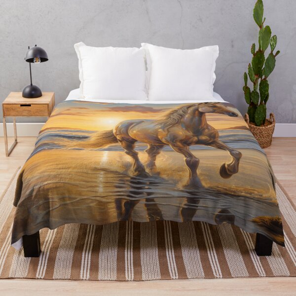 Item preview, Golden horse on a beach at sunrise. designed and sold by ArtbyJanineTate.