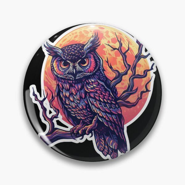 Artikelvorschau, Bunte Eule auf Baum mit Mond entworfen und verkauft von DreamVibeShirt.