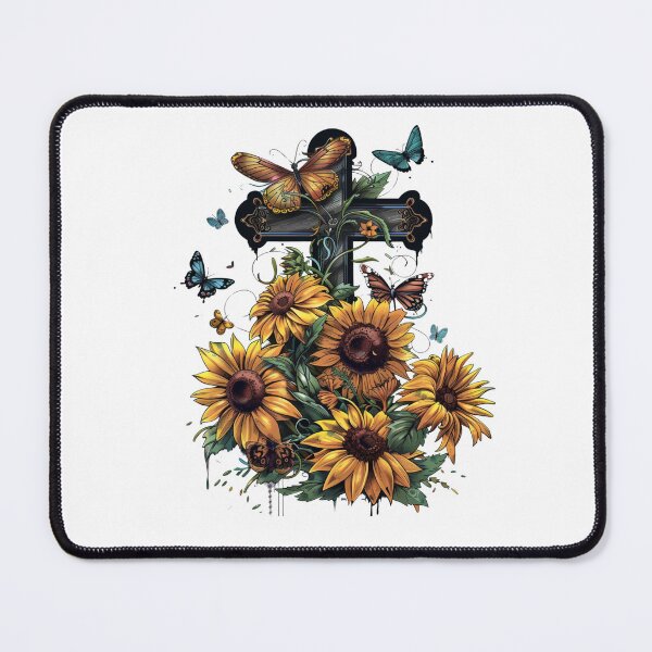 Item preview, Cross Sunflowers Butterflies Christian Choose joy designed and sold by ArtFromBeyond.