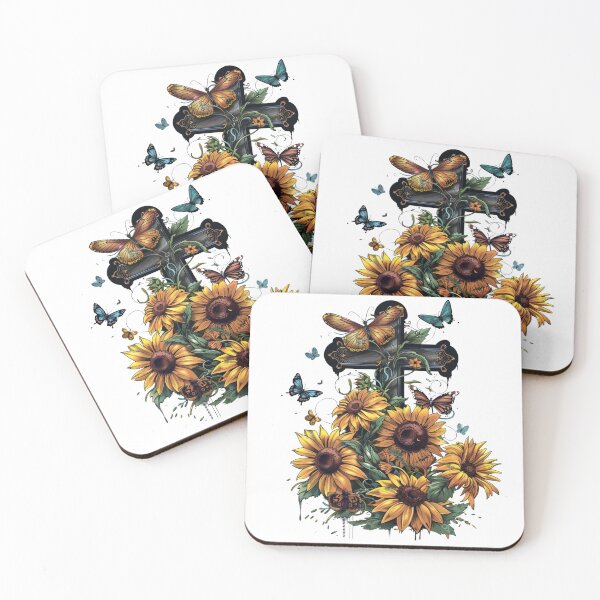 Item preview, Cross Sunflowers Butterflies Christian Choose joy   designed and sold by ArtFromBeyond.