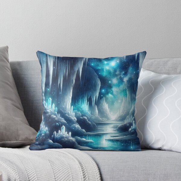 Item preview, "Water-colored Magical Crystal Cavern #42 Throw Pillow designed and sold by LLdreams.
