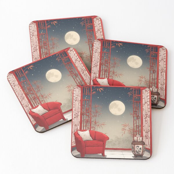 Item preview, House in chinese style with bamboo, lanterns, Red chairs, flowers.  designed and sold by Sugar Wisdom .